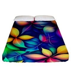 Ai Generated Artwork Leaves Nature Pattern Fitted Sheet (california King Size) by Jancukart