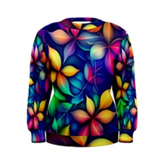 Ai Generated Artwork Leaves Nature Pattern Women s Sweatshirt