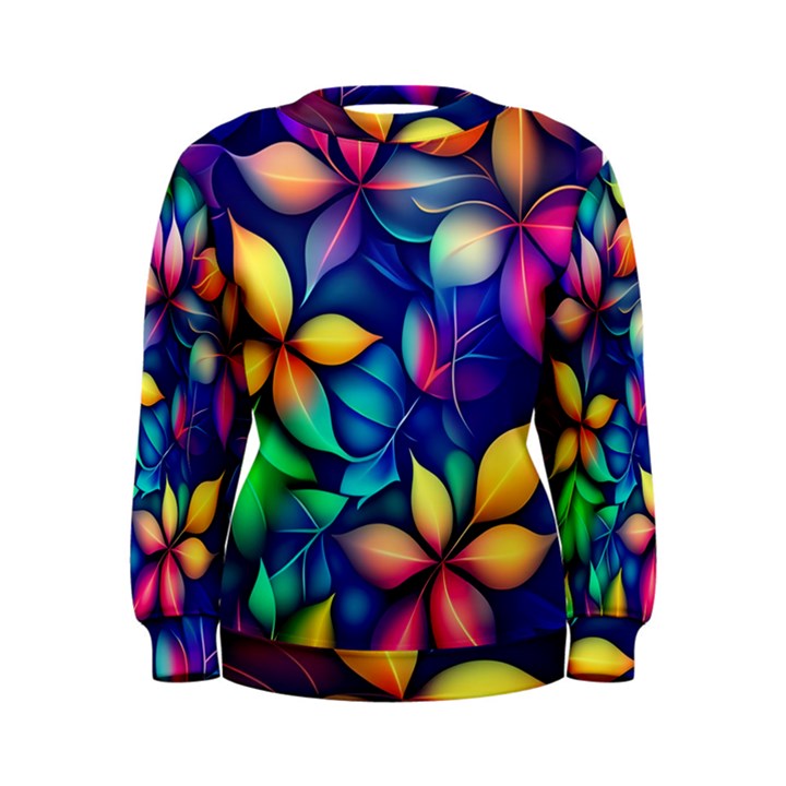 Ai Generated Artwork Leaves Nature Pattern Women s Sweatshirt