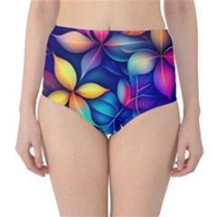 Ai Generated Artwork Leaves Nature Pattern Classic High-waist Bikini Bottoms