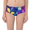 Ai Generated Artwork Leaves Nature Pattern Mid-Waist Bikini Bottoms View1