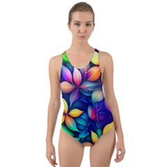 Ai Generated Artwork Leaves Nature Pattern Cut-out Back One Piece Swimsuit by Jancukart