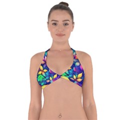 Ai Generated Artwork Leaves Nature Pattern Halter Neck Bikini Top