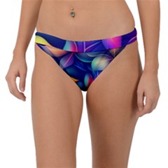 Ai Generated Artwork Leaves Nature Pattern Band Bikini Bottoms