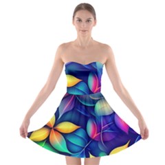 Ai Generated Artwork Leaves Nature Pattern Strapless Bra Top Dress