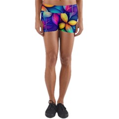 Ai Generated Artwork Leaves Nature Pattern Yoga Shorts