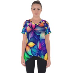 Ai Generated Artwork Leaves Nature Pattern Cut Out Side Drop Tee