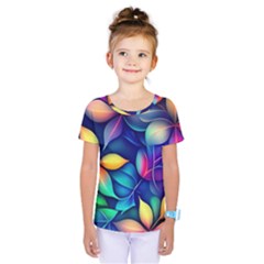 Ai Generated Artwork Leaves Nature Pattern Kids  One Piece Tee