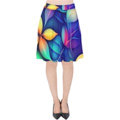 Ai Generated Artwork Leaves Nature Pattern Velvet High Waist Skirt