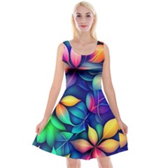 Ai Generated Artwork Leaves Nature Pattern Reversible Velvet Sleeveless Dress