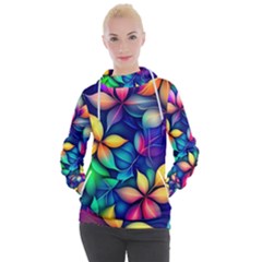 Ai Generated Artwork Leaves Nature Pattern Women s Hooded Pullover by Jancukart