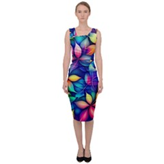 Ai Generated Artwork Leaves Nature Pattern Sleeveless Pencil Dress by Jancukart