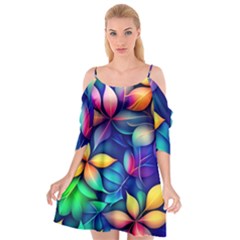 Ai Generated Artwork Leaves Nature Pattern Cutout Spaghetti Strap Chiffon Dress by Jancukart