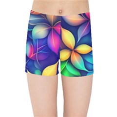 Ai Generated Artwork Leaves Nature Pattern Kids  Sports Shorts