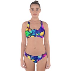 Ai Generated Artwork Leaves Nature Pattern Cross Back Hipster Bikini Set by Jancukart