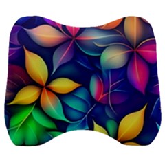 Ai Generated Artwork Leaves Nature Pattern Velour Head Support Cushion by Jancukart