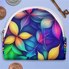 Ai Generated Artwork Leaves Nature Pattern Horseshoe Style Canvas Pouch