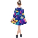 Ai Generated Artwork Leaves Nature Pattern Kids  Quarter Sleeve Shirt Dress View2