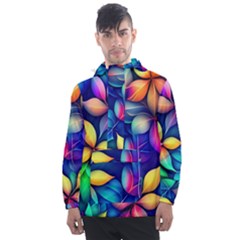 Ai Generated Artwork Leaves Nature Pattern Men s Front Pocket Pullover Windbreaker