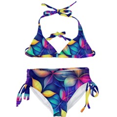 Ai Generated Artwork Leaves Nature Pattern Kids  Classic Bikini Set