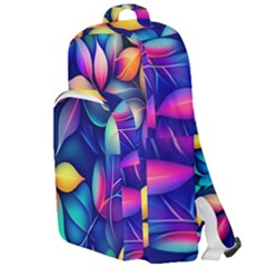 Ai Generated Artwork Leaves Nature Pattern Double Compartment Backpack by Jancukart