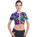 Ai Generated Artwork Leaves Nature Pattern Short Sleeve Cropped Jacket View1