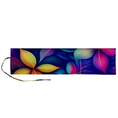 Ai Generated Artwork Leaves Nature Pattern Roll Up Canvas Pencil Holder (l)