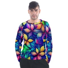 Ai Generated Artwork Leaves Nature Pattern Men s Long Sleeve Raglan Tee