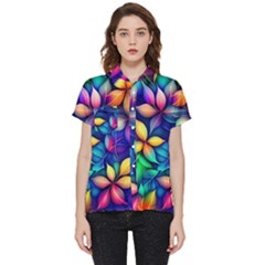 Ai Generated Artwork Leaves Nature Pattern Short Sleeve Pocket Shirt by Jancukart