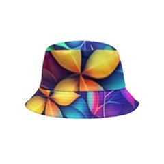 Ai Generated Artwork Leaves Nature Pattern Inside Out Bucket Hat (kids) by Jancukart