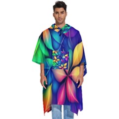 Ai Generated Artwork Leaves Nature Pattern Men s Hooded Rain Ponchos by Jancukart