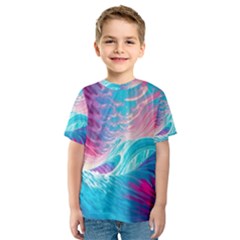 Tsunami Waves Ocean Sea Nautical Nature Water 6 Kids  Sport Mesh Tee