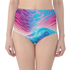 Tsunami Waves Ocean Sea Nautical Nature Water 6 Classic High-waist Bikini Bottoms by Jancukart