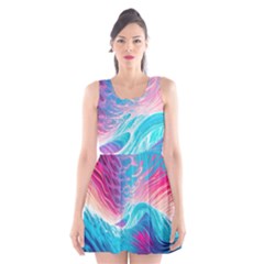 Tsunami Waves Ocean Sea Nautical Nature Water 6 Scoop Neck Skater Dress by Jancukart