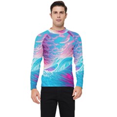 Tsunami Waves Ocean Sea Nautical Nature Water 6 Men s Long Sleeve Rash Guard by Jancukart