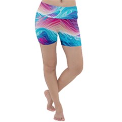 Tsunami Waves Ocean Sea Nautical Nature Water 6 Lightweight Velour Yoga Shorts by Jancukart