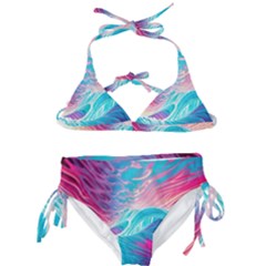 Tsunami Waves Ocean Sea Nautical Nature Water 6 Kids  Classic Bikini Set by Jancukart