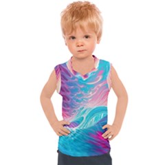 Tsunami Waves Ocean Sea Nautical Nature Water 6 Kids  Sport Tank Top