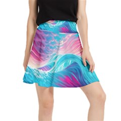 Tsunami Waves Ocean Sea Nautical Nature Water 6 Waistband Skirt by Jancukart