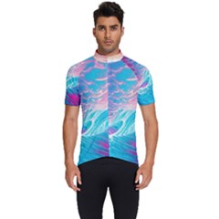 Tsunami Waves Ocean Sea Nautical Nature Water 6 Men s Short Sleeve Cycling Jersey by Jancukart