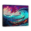 Tsunami Waves Ocean Sea Nautical Nature Water Painting Deluxe Canvas 20  x 16  (Stretched) View1