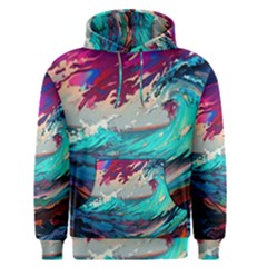 Tsunami Waves Ocean Sea Nautical Nature Water Painting Men s Core Hoodie by Jancukart