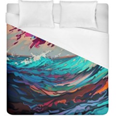 Tsunami Waves Ocean Sea Nautical Nature Water Painting Duvet Cover (king Size)