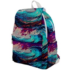 Tsunami Waves Ocean Sea Nautical Nature Water Painting Top Flap Backpack