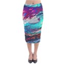 Tsunami Waves Ocean Sea Nautical Nature Water Painting Velvet Midi Pencil Skirt View1