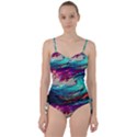 Tsunami Waves Ocean Sea Nautical Nature Water Painting Sweetheart Tankini Set View1