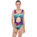 Tsunami Waves Ocean Sea Nautical Nature Water Painting Center Cut Out Swimsuit View1