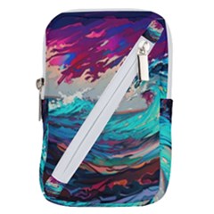 Tsunami Waves Ocean Sea Nautical Nature Water Painting Belt Pouch Bag (large) by Jancukart