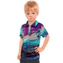 Tsunami Waves Ocean Sea Nautical Nature Water Painting Kids  Polo Tee View1