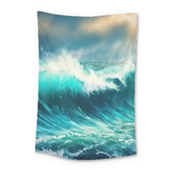 Waves Ocean Sea Tsunami Nautical Blue Small Tapestry